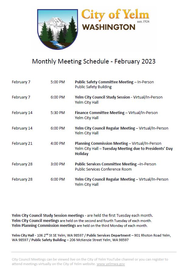 02.23 meeting schedule